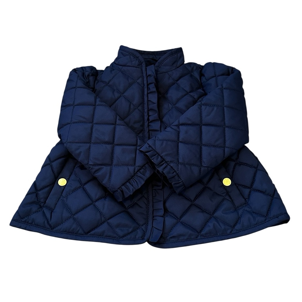 Janie & Jack Navy Blue Quilted Gold Buttons Barn Jacket Peplum Size 18-24 M
